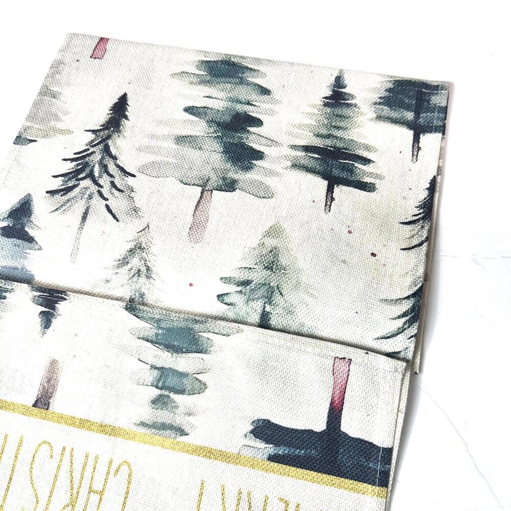 Merry Christmas Table Runner - Trees Themed Green/White - 73 in x 13.25in - Picture 3 of 6